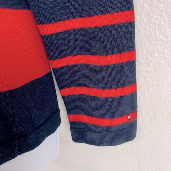 Tommy Hilfiger Ivy V Neck Red/Navy Striped Sweater Size M - Picture 2 of 8